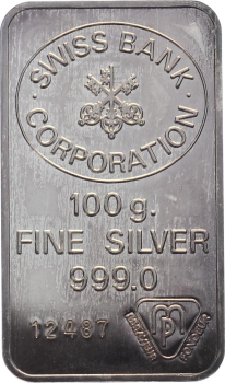 100 Gramm Silberbarren - Swiss Bank Corporation